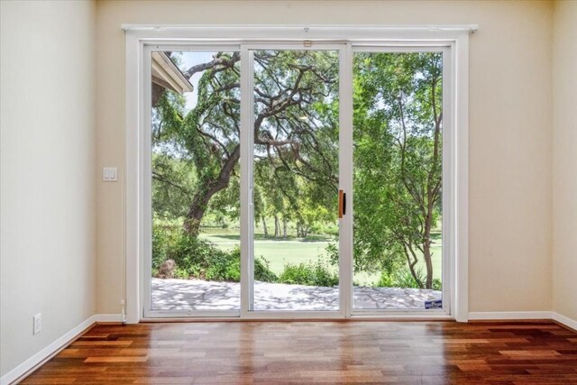 doorway to outside featuring hardwood / wood-style floors