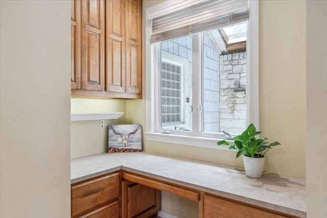 interior space featuring a skylight