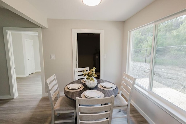 dining space featuring hardwood / wood-style floors