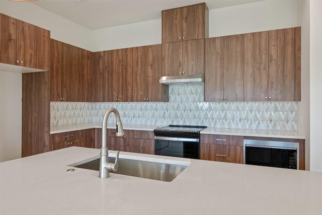 2646 Crazyhorse Pass, Austin, TX 78734 - kitchen with a sink, modern cabinets, stainless steel range with electric cooktop, and built in microwave