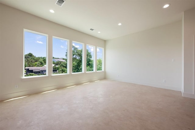2646 Crazyhorse Pass, Austin, TX 78734 - empty room featuring baseboards, visible vents, recessed lighting, and concrete flooring