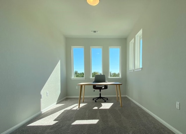 view of carpeted office space