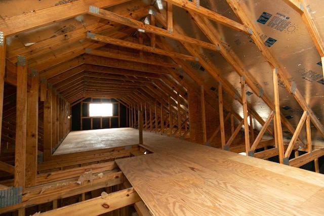 view of unfinished attic