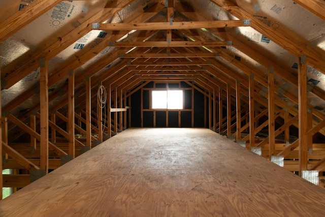 view of unfinished attic