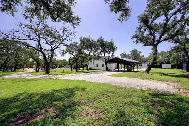 view of yard featuring a carport