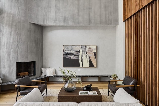 3003 Oakhaven Dr, Austin, TX 78704 - living area featuring a fireplace with raised hearth and wood finished floors