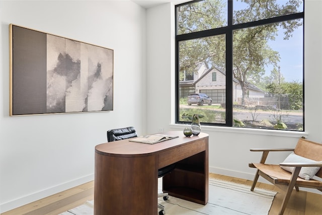 office space featuring light wood-type flooring