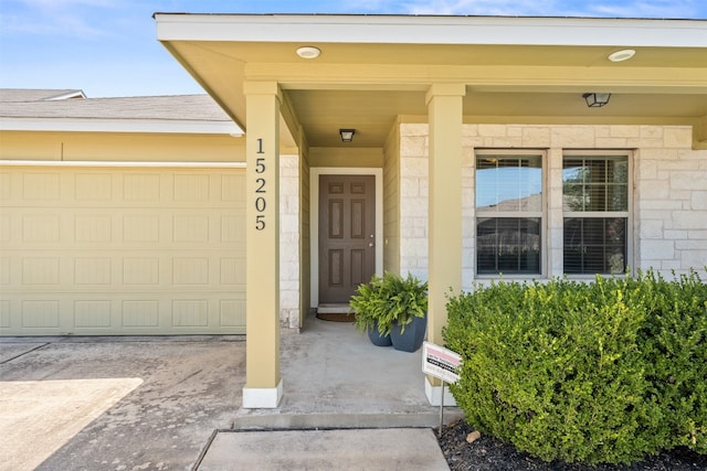 entrance to property with a garage