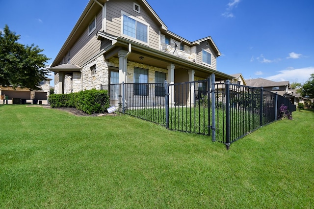 exterior space with a yard