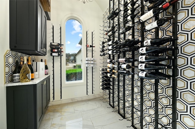 view of wine cellar