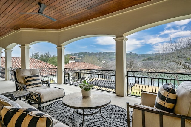 14132 Flat Top Ranch Rd, Austin, TX 78732 - patio / terrace featuring a ceiling fan and outdoor lounge area