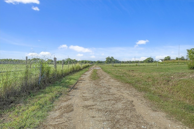 view of road with a rural view