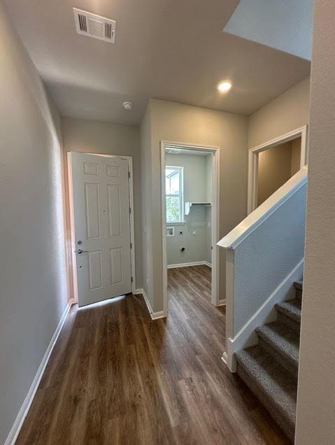 entrance foyer with wood-type flooring