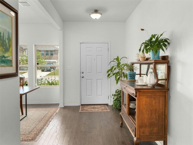 entrance foyer featuring dark hardwood / wood-style flooring