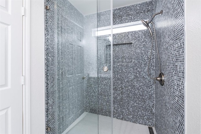 bathroom with a shower stall