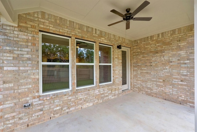 view of patio with ceiling fan