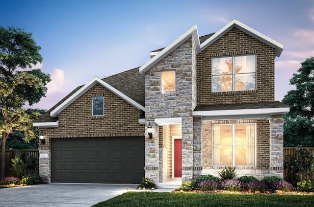 view of front property with a garage