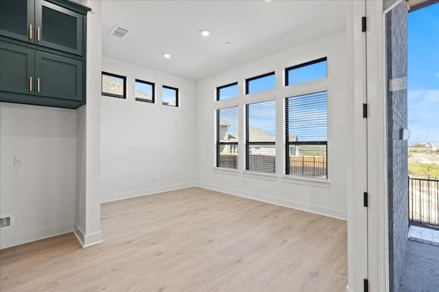 empty room with light wood-type flooring and a wealth of natural light