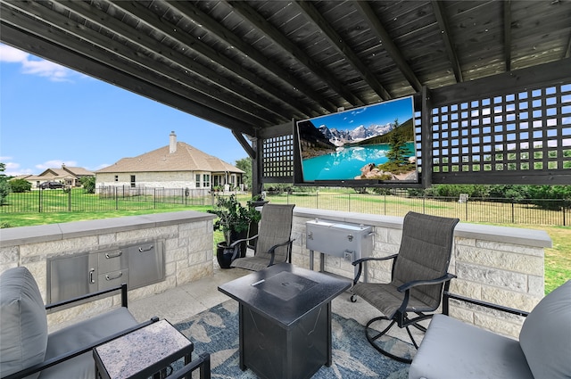 view of patio / terrace featuring exterior kitchen