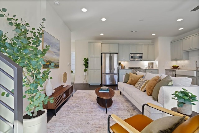 living room with wood-type flooring