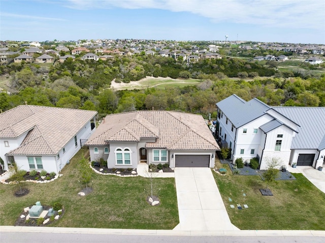 drone / aerial view with a residential view