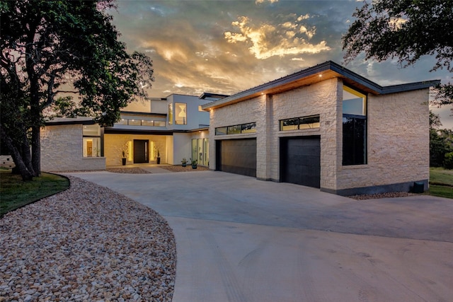 contemporary house featuring a garage