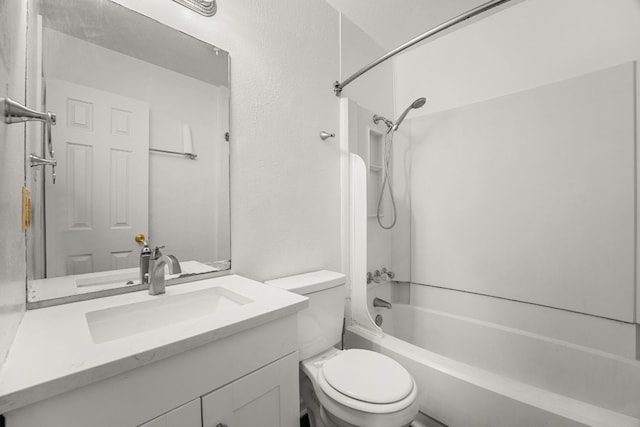 full bathroom with shower / bath combination, vanity, and toilet