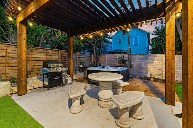 view of patio with a pergola and a grill