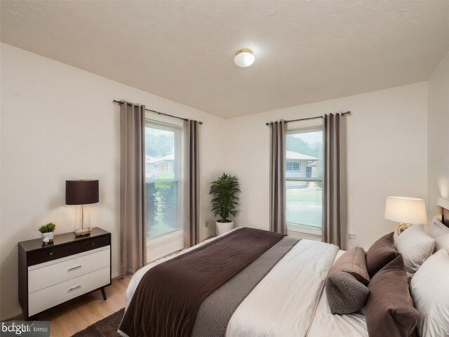 bedroom featuring light hardwood / wood-style flooring