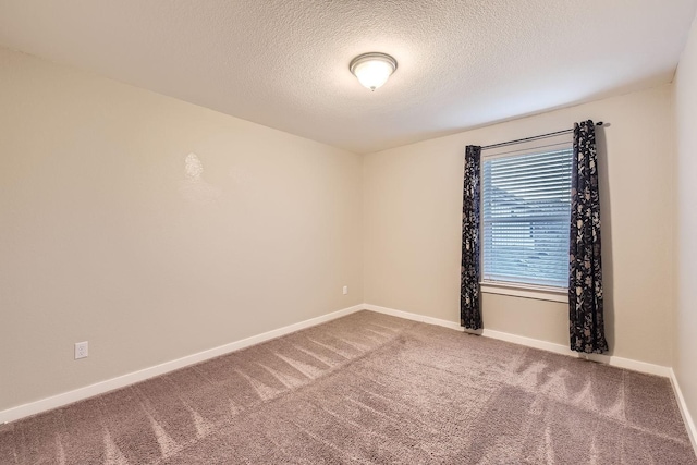 spare room featuring a textured ceiling and carpet flooring