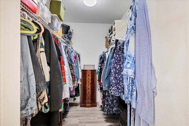 spacious closet featuring light wood-type flooring