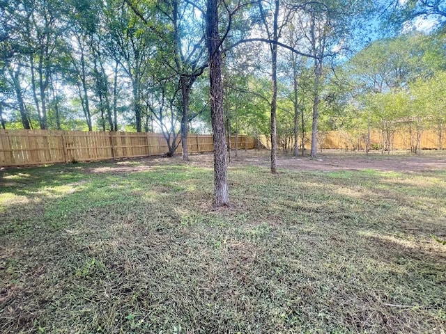 view of yard with a fenced backyard