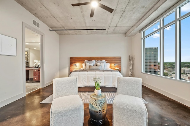 bedroom featuring ceiling fan