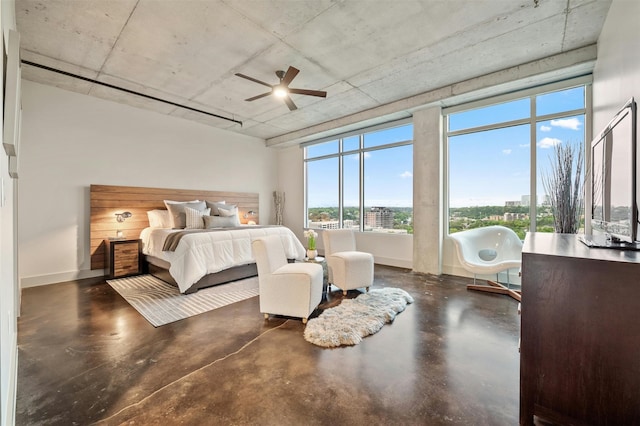 bedroom featuring ceiling fan