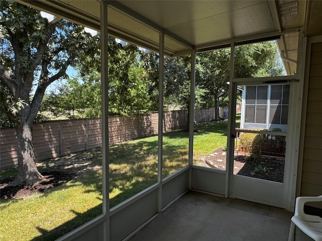 view of unfurnished sunroom