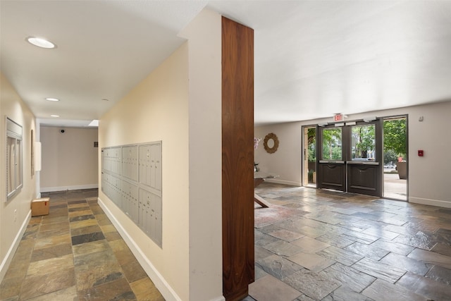 corridor with mail boxes