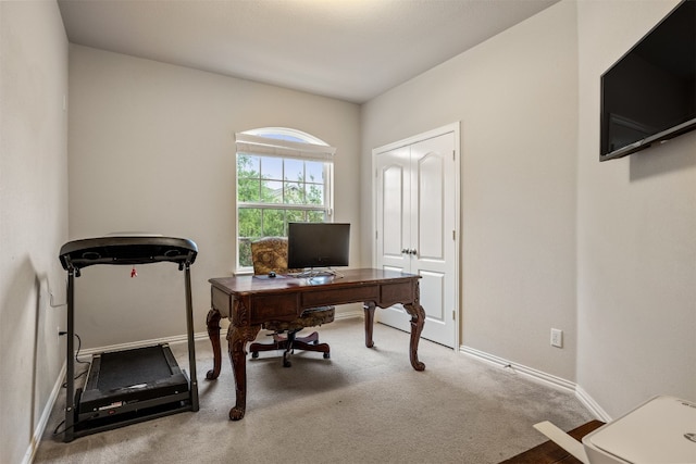 view of carpeted office space