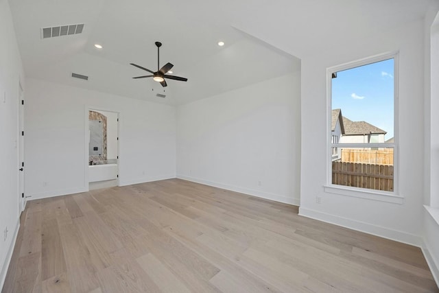 interior space featuring ceiling fan and light hardwood / wood-style flooring