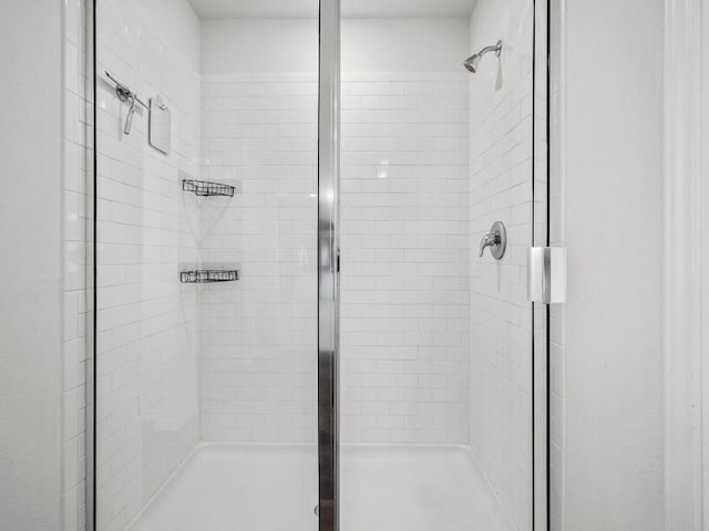 bathroom with a stall shower