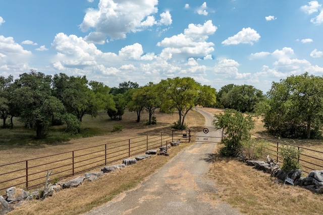 view of road featuring a rural view