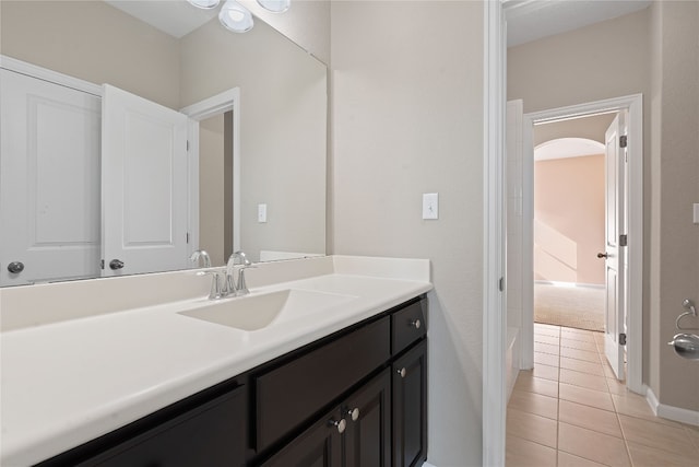 bathroom featuring vanity and tile patterned floors