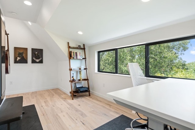 2118 Glendale Pl Unit 1, Austin, TX 78704 - office area featuring light wood-style flooring, baseboards, and recessed lighting