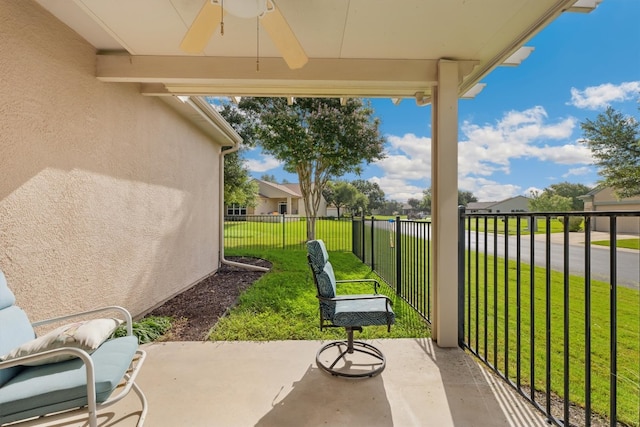 view of patio with ceiling fan