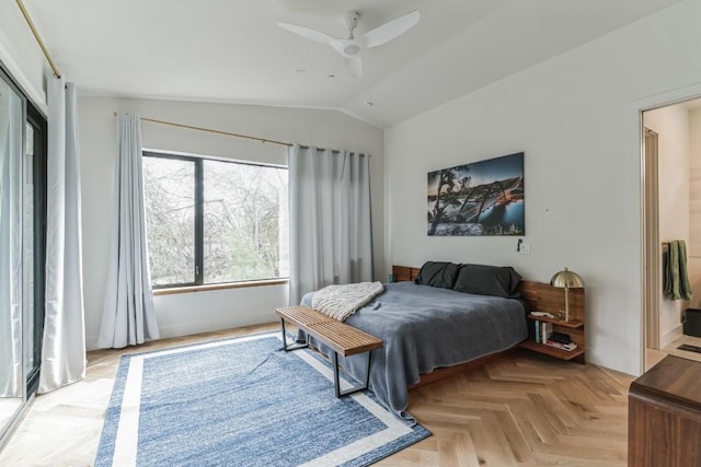 107 Blue Ridge Trl, Austin, TX 78746 - bedroom with vaulted ceiling and ceiling fan