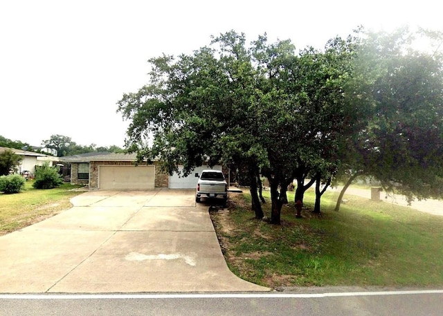 view of front facade with a front lawn and a garage