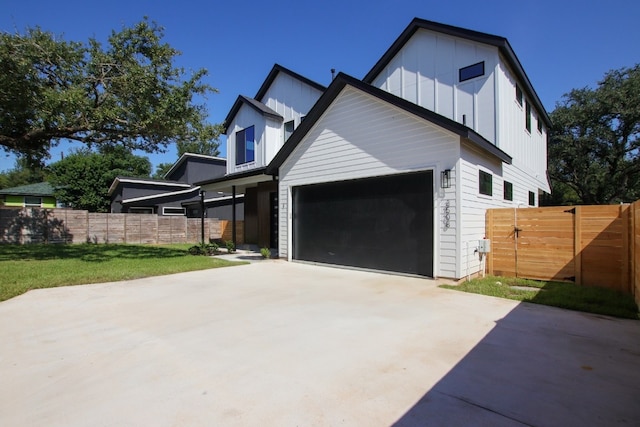 exterior space featuring a garage