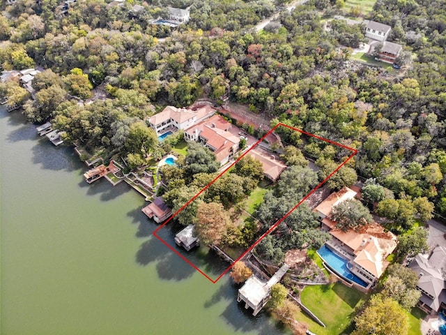 bird's eye view featuring a water view