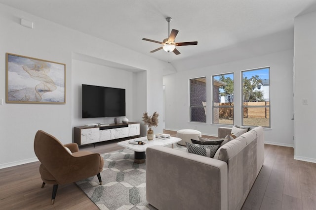 520 Raleigh Dr, Georgetown, TX 78633 - living room featuring wood finished floors and a ceiling fan