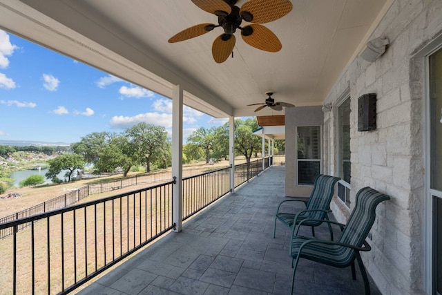 view of patio / terrace featuring ceiling fan