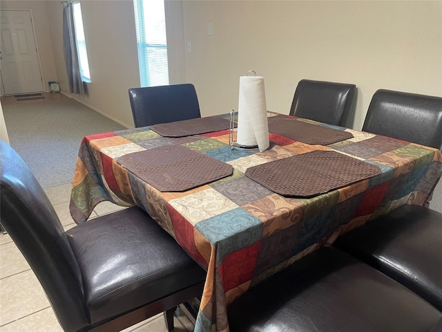 view of carpeted dining room